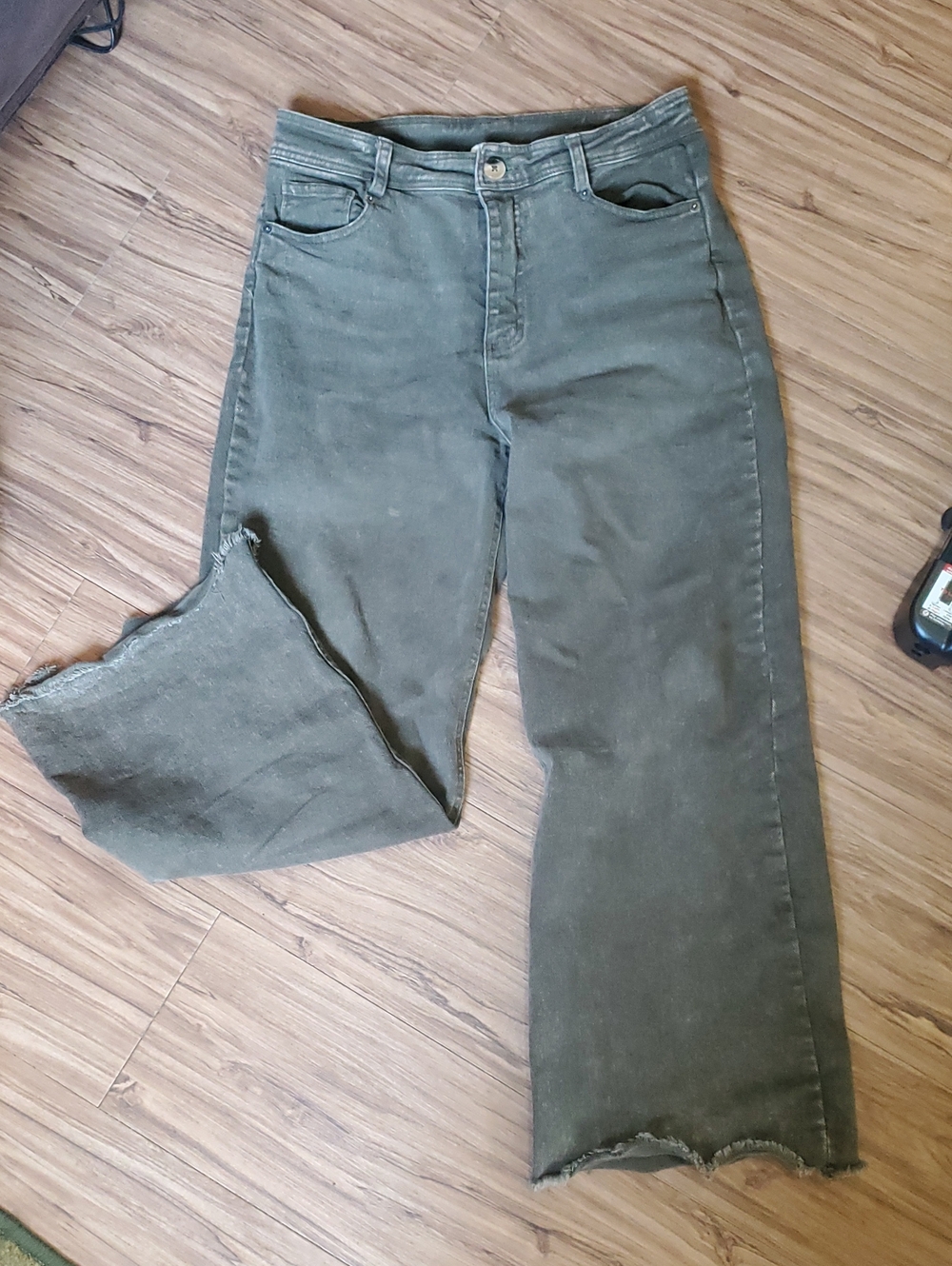 High-Rise Wide Leg Jeans in Olive Green